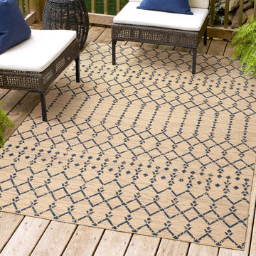 Ourika Moroccan Geometric Textured Weave Indoor/outdoor Area Rug